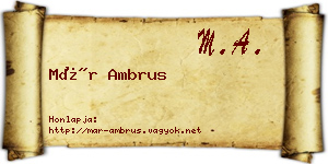 Már Ambrus névjegykártya